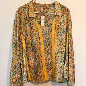 Anthroplogie Pilcro Pintuck Peasant blouse 3x NWT